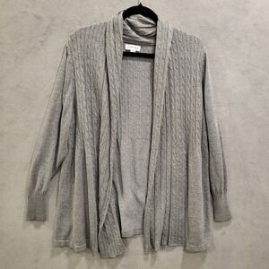 St Johns‎ Bay Cardigan Sweater Women's Size 1X Gray open front Warm Cozy Comfy